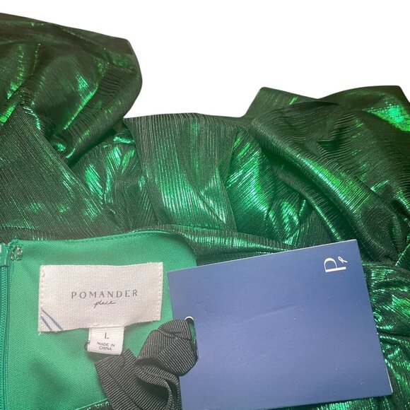 Pomander Place Anthropologie Emerald Lurex Lillith Dress NWT Size Large - Picture 7 of 7